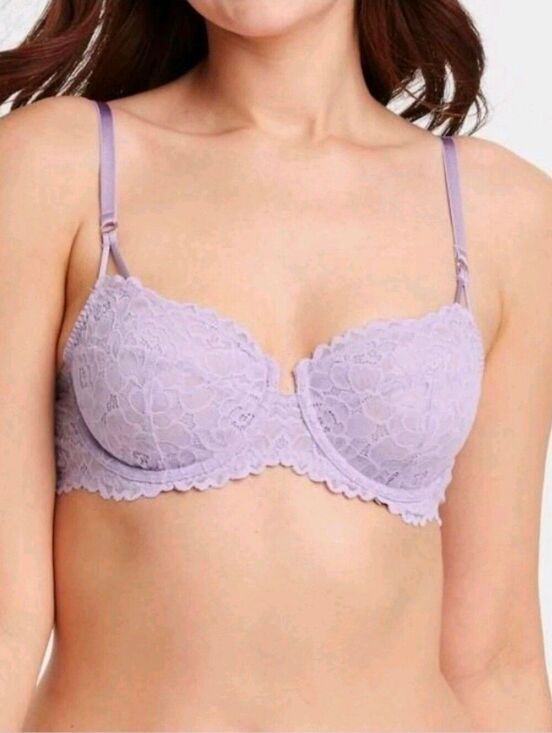 Auden Other - Auden Purple Lace Unlined Underwire Balconette Bra Size 38DD